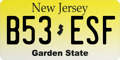 NJ license plate B53ESF