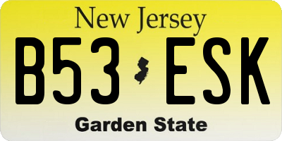 NJ license plate B53ESK