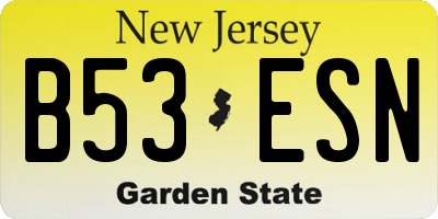 NJ license plate B53ESN