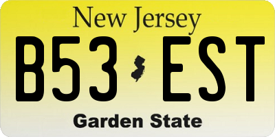 NJ license plate B53EST