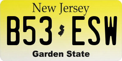 NJ license plate B53ESW