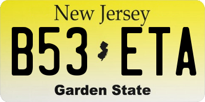 NJ license plate B53ETA