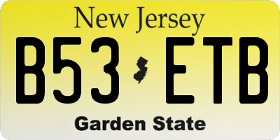 NJ license plate B53ETB