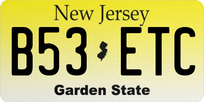 NJ license plate B53ETC