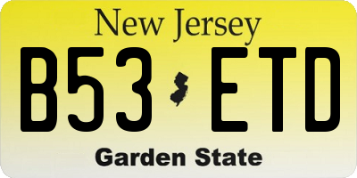 NJ license plate B53ETD