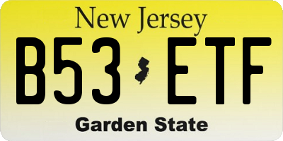 NJ license plate B53ETF