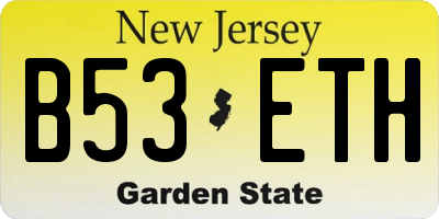 NJ license plate B53ETH