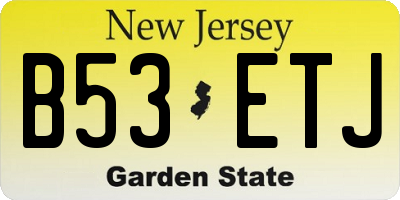NJ license plate B53ETJ