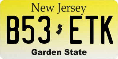 NJ license plate B53ETK