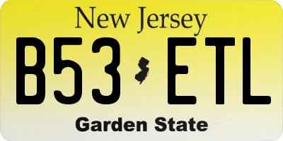 NJ license plate B53ETL
