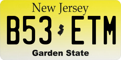 NJ license plate B53ETM