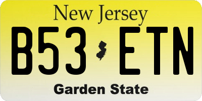 NJ license plate B53ETN