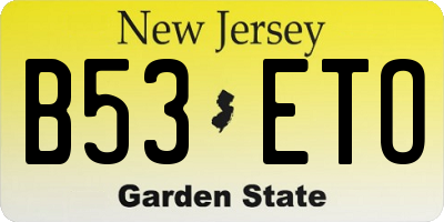 NJ license plate B53ETO