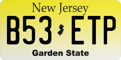 NJ license plate B53ETP