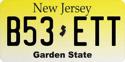 NJ license plate B53ETT