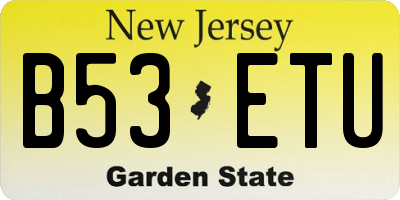 NJ license plate B53ETU