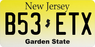 NJ license plate B53ETX