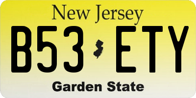 NJ license plate B53ETY