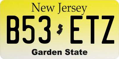 NJ license plate B53ETZ