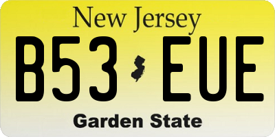 NJ license plate B53EUE