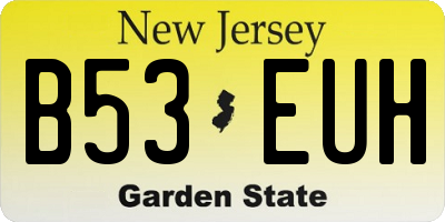 NJ license plate B53EUH