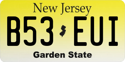 NJ license plate B53EUI