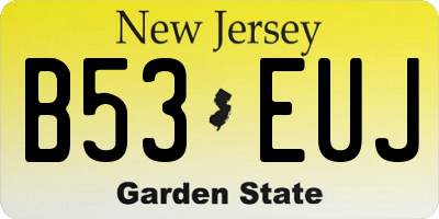 NJ license plate B53EUJ