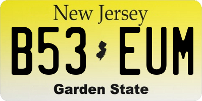 NJ license plate B53EUM