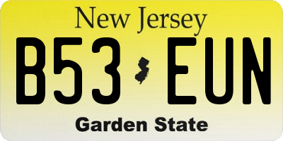 NJ license plate B53EUN