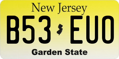 NJ license plate B53EUO