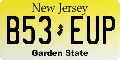 NJ license plate B53EUP