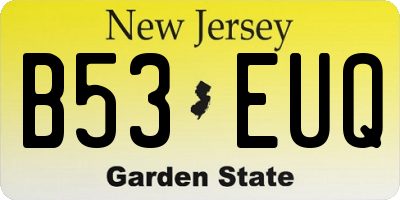 NJ license plate B53EUQ