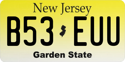 NJ license plate B53EUU