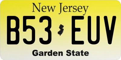 NJ license plate B53EUV
