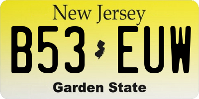 NJ license plate B53EUW