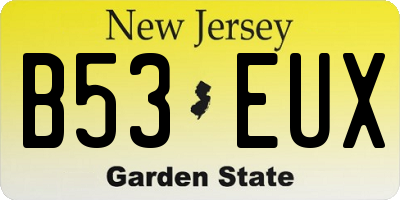 NJ license plate B53EUX