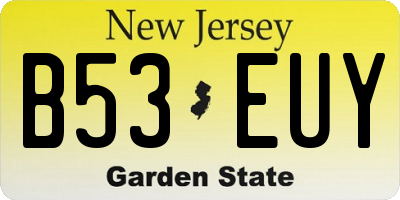 NJ license plate B53EUY