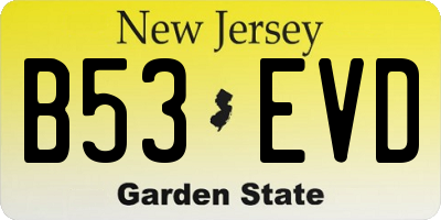 NJ license plate B53EVD
