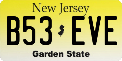 NJ license plate B53EVE