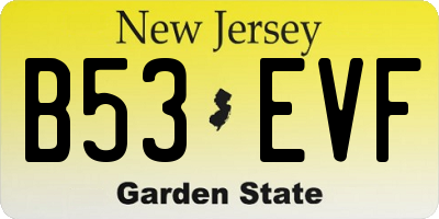 NJ license plate B53EVF