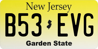 NJ license plate B53EVG