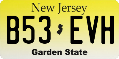 NJ license plate B53EVH