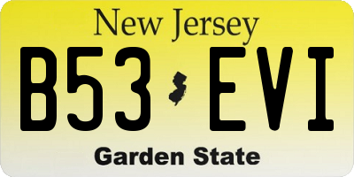 NJ license plate B53EVI