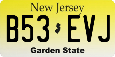 NJ license plate B53EVJ