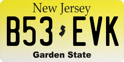 NJ license plate B53EVK