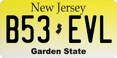 NJ license plate B53EVL