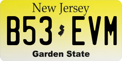NJ license plate B53EVM