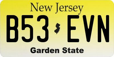NJ license plate B53EVN