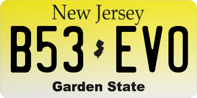 NJ license plate B53EVO