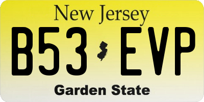 NJ license plate B53EVP
